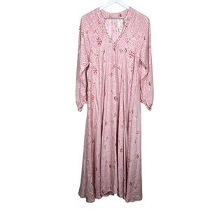 Natalie Martin Womens Fiore Pink Floral 100% Silk Flowy Boho Maxi Dress Size XS